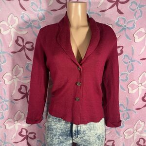 Optimum New Zealand Fine 100% Merino Three Button Closure Cardigan Size Small